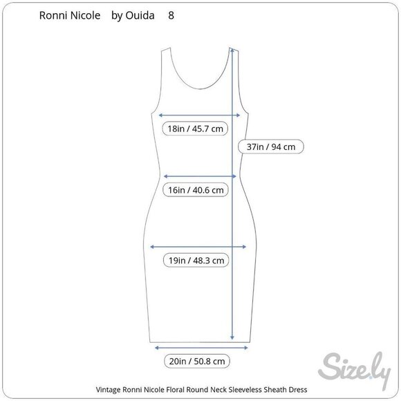 Vintage Ronnie Nicole by Ouida Floral Round Neck Sleeveless Sheath Dress Sz 8 - Picture 10 of 10